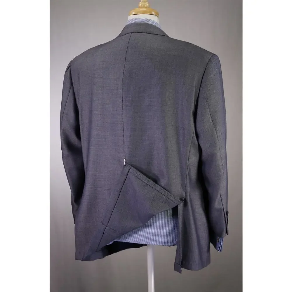 Brioni Recent Navy Blue Gray Tic Woven 100% Cashmere 2-Btn Blazer Jacket 46S